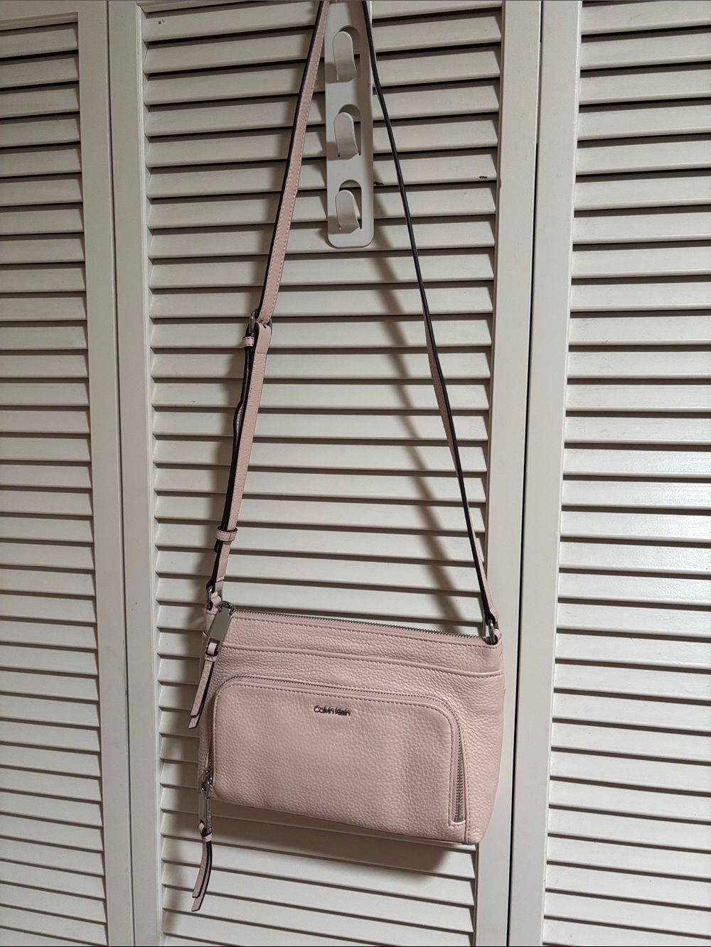 Calvin Klein Blush Pink Pebbled Leather Crossbody Bag